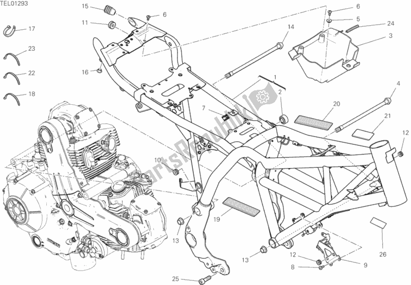 All parts for the Frame of the Ducati Scrambler Desert Sled Thailand USA 803 2020